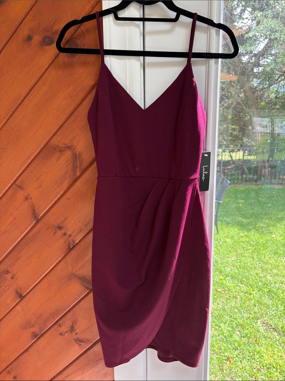 Wine Midi Slip Dress with Spaghetti Straps